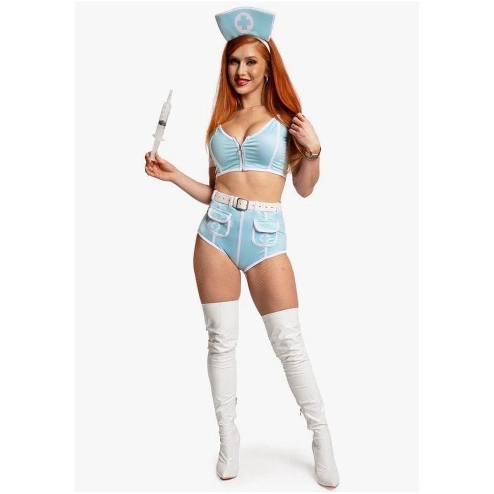 Tipsy Elves Women's XL Registered Cutie Nurse Costume Aqua Blue White